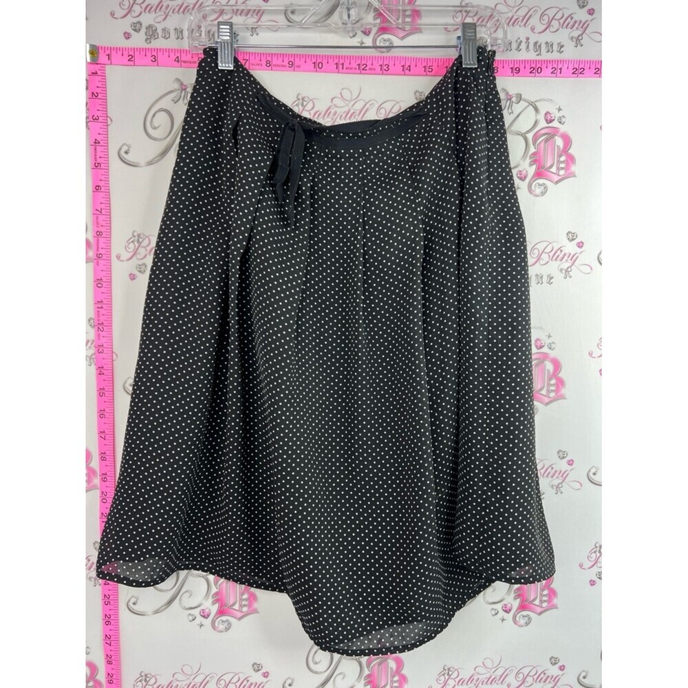 Louben II skirt tie up ribbons Polka Dot Midi Skirt — Black with White Dots